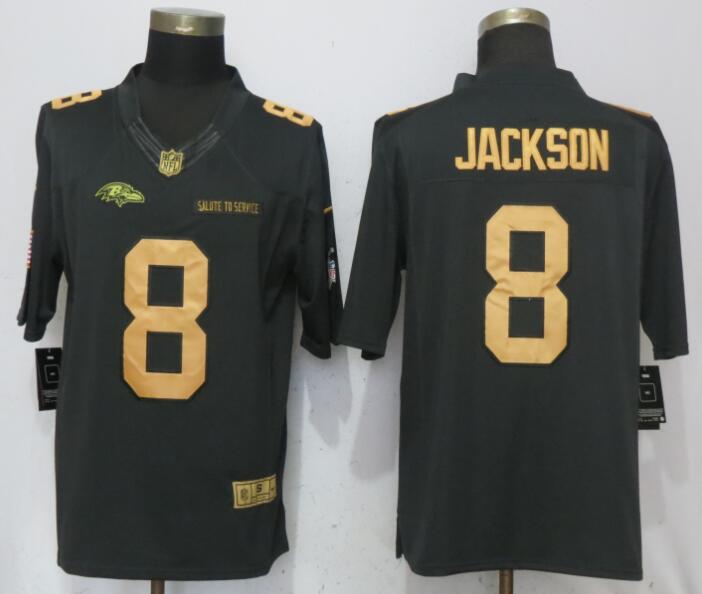 Men Baltimore Ravens #8 Jackson Gold Anthracite Salute To Service Nike Limited NFL Jerseys->green bay packers->NFL Jersey